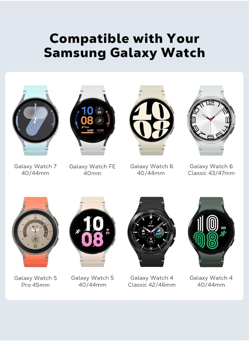 ساراونت - مجموعة من 4 أحزمة ساعة سيليكون متوافقة مع ساعة Galaxy Watch 7 6 5 4 FE والموديلات الكلاسيكية، حزام رياضي ناعم 20 مم للرجال والنساء، أسود رمادي أزرق أحمر - Image 1