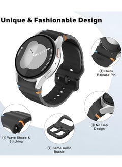 SARAOONT 4 Pack Silicone Watch Bands Compatible with Galaxy Watch 7 6 5 4 FE and Classic Models 20mm Soft Sport Strap for Men and Women Black Grey Blue Red  - Image 5