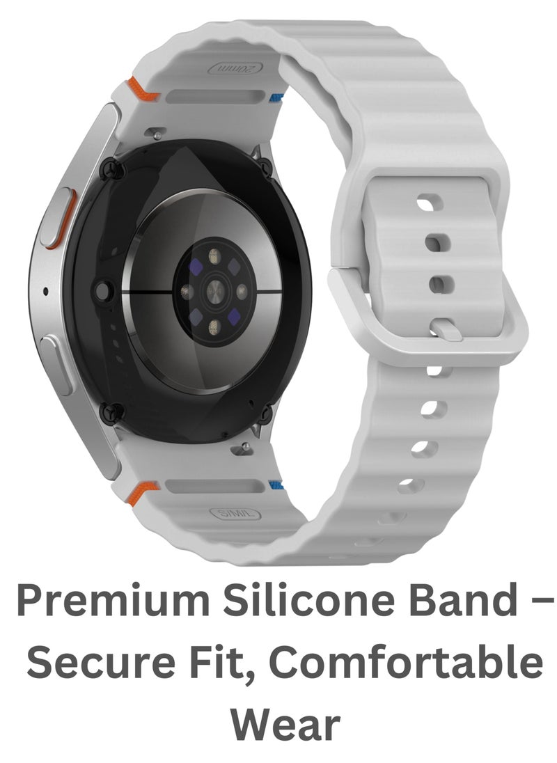 ساراونت - مجموعة من 4 أحزمة ساعة سيليكون متوافقة مع ساعة Galaxy Watch 7 6 5 4 FE والموديلات الكلاسيكية، حزام رياضي ناعم 20 مم للرجال والنساء، أسود رمادي أزرق أحمر - Image 1
