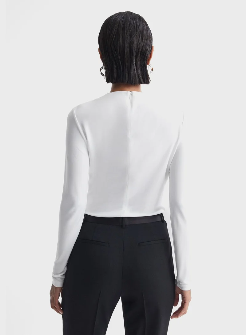 REISS Bow Neck Top