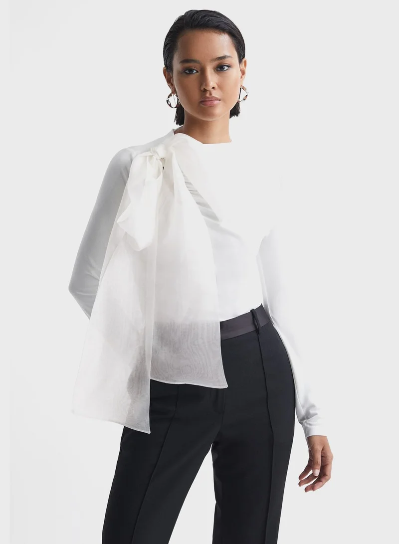 REISS Bow Neck Top