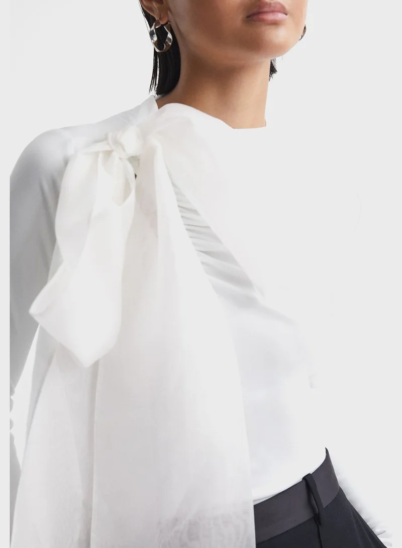 REISS Bow Neck Top