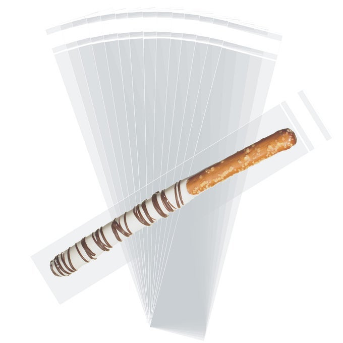 SELF SEALING CELLOPHANE BAGS2X10 INCHES 100 PCS CLEAR PRETZEL ROD BAGS RESEALABLE BAG FOR PACKAGING ICY CANDY POPSICLE