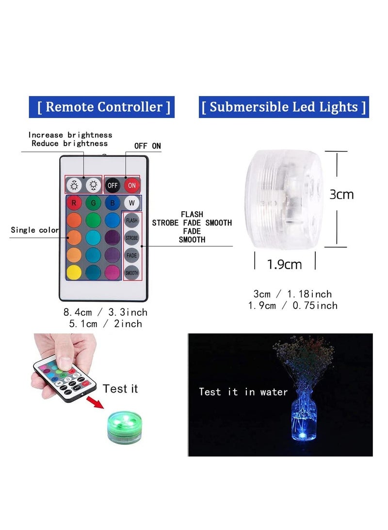 SYOSI Submersible LED Lights 10 Packs Upgraded Ponds Lights Underwater 16 RGB Color Gradient Hot Tub Lights for Decor Underwater Light IP68 Waterproof [10 Lights 1 IR Remote Control] - Image 3