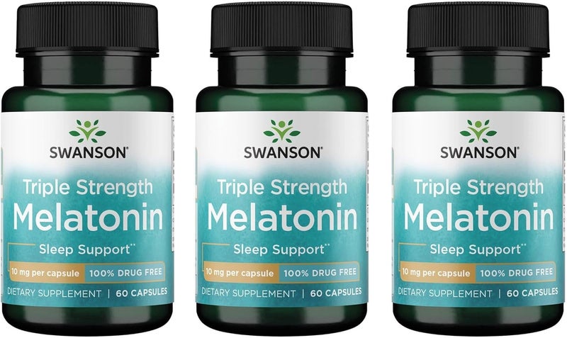 دعم النوم بميلاتونين ثلاثي القوة 60 كبسولة