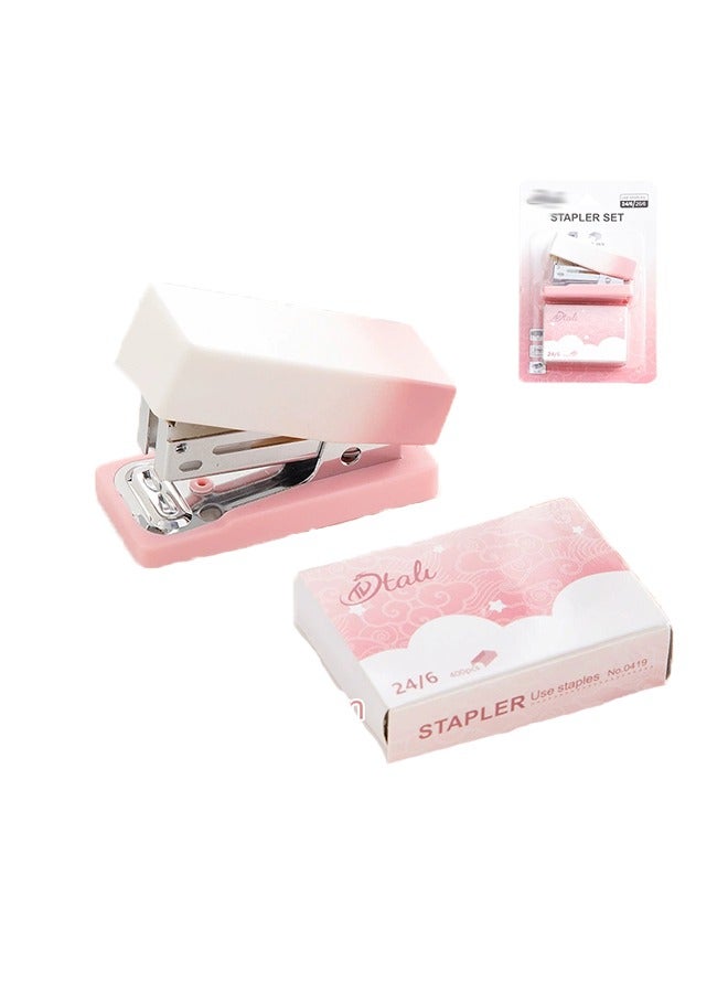 Pink Mini Stapler Small Cute Office Stapler For Desk 24/6 N 12 Sheet Capacity Easy Desktop Stapler Standard For School & Desk Supplies - Image 1