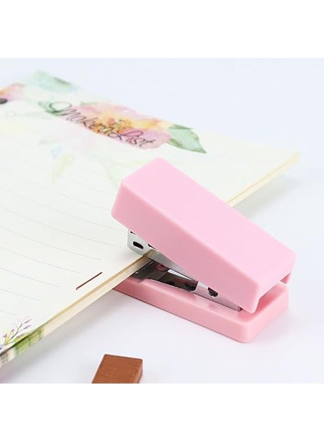 Pink Mini Stapler Small Cute Office Stapler For Desk 24/6 N 12 Sheet Capacity Easy Desktop Stapler Standard For School & Desk Supplies - Image 4