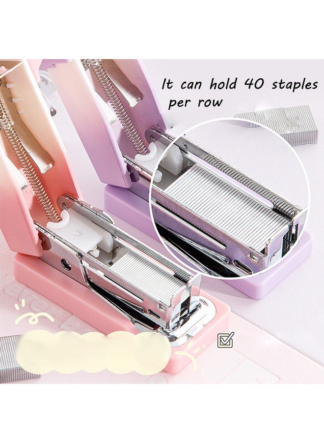 Pink Mini Stapler Small Cute Office Stapler For Desk 24/6 N 12 Sheet Capacity Easy Desktop Stapler Standard For School & Desk Supplies - Image 2