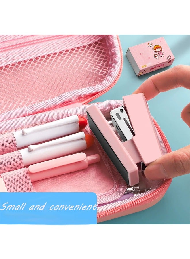 Pink Mini Stapler Small Cute Office Stapler For Desk 24/6 N 12 Sheet Capacity Easy Desktop Stapler Standard For School & Desk Supplies - Image 3