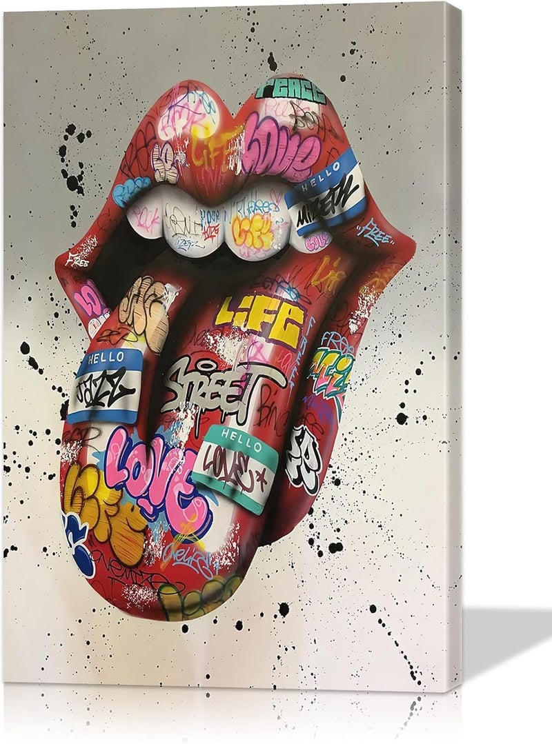 Mistyefly Graffiti Wall Art Pop Art Canvas Graffiti Art Wall Decor Art Classic Street Graffiti Wall Decor Colorful Paintings for Wall Graffiti Art Canvas Wall Art for Home Decor (12''Wx18''H) - Image 1