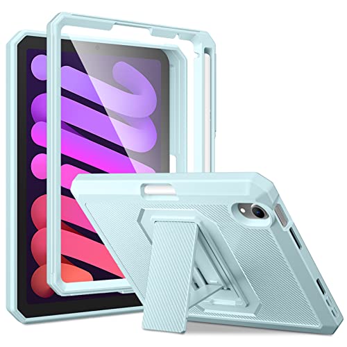 DTTO Shockproof Case for iPad mini 7 A17 Pro 2024 iPad mini 6 2021 83 Inch Dual Layer Full Body Tough Rugged Stand Cover Case Builtin Screen Protector and Pencil Holder Ice Blue - Image 1