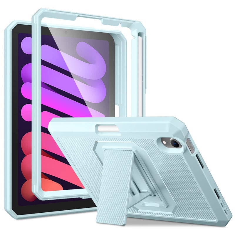 DTTO Shockproof Case for iPad mini 7 A17 Pro 2024 iPad mini 6 2021 83 Inch Dual Layer Full Body Tough Rugged Stand Cover Case Builtin Screen Protector and Pencil Holder Ice Blue - Image 2