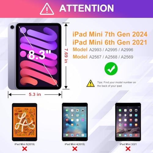 DTTO Shockproof Case for iPad mini 7 A17 Pro 2024 iPad mini 6 2021 83 Inch Dual Layer Full Body Tough Rugged Stand Cover Case Builtin Screen Protector and Pencil Holder Ice Blue - Image 3
