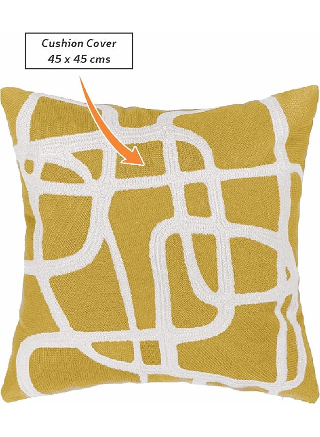Zaboon DONETELLA Cushion Cover , 45x45 cm (18x18 inch) Throw Pillowcase With Beautiful Embroidered Abstract Art Cushion Case, Suitable For Sofa Bed Living Room And Couch (Without Filler) (Yellow) - Image 2