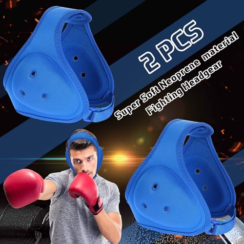 Jerify 2 Pcs Wrestling Headgear for Kids Youth Soft Grappling Headgear Wrestling Adjustable Ear Guard ProtectiveBlue - Image 3