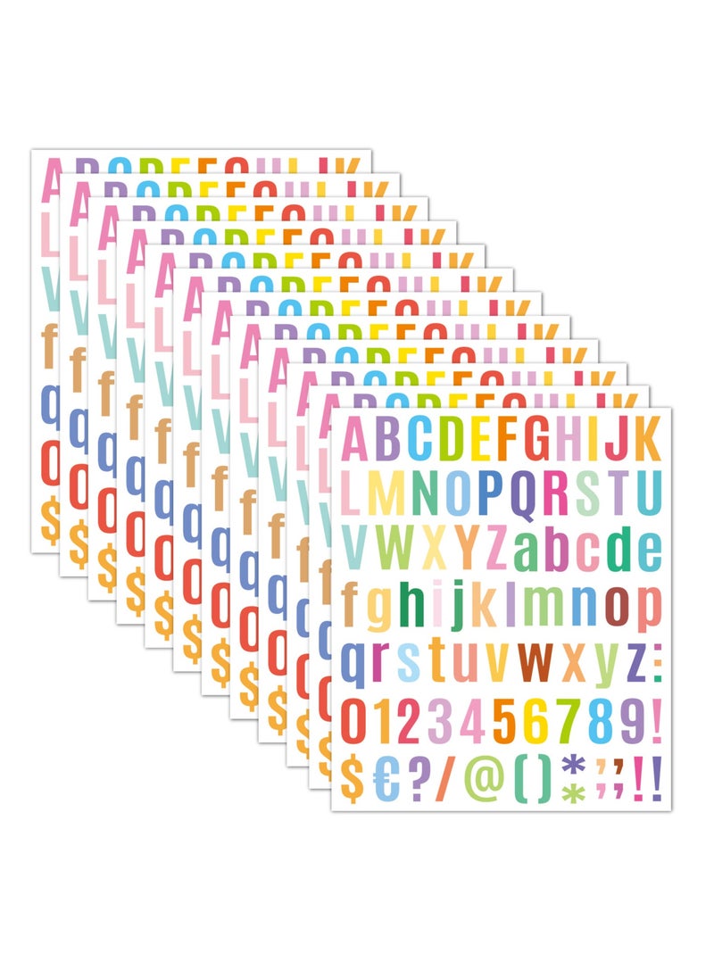 12 Sheets Letter Stickers Colored Waterproof Alphabet Stickers Vinyl Self-Adhesive Sticker Letters for Arts Crafts Sign Mailbox Labels DIY Making