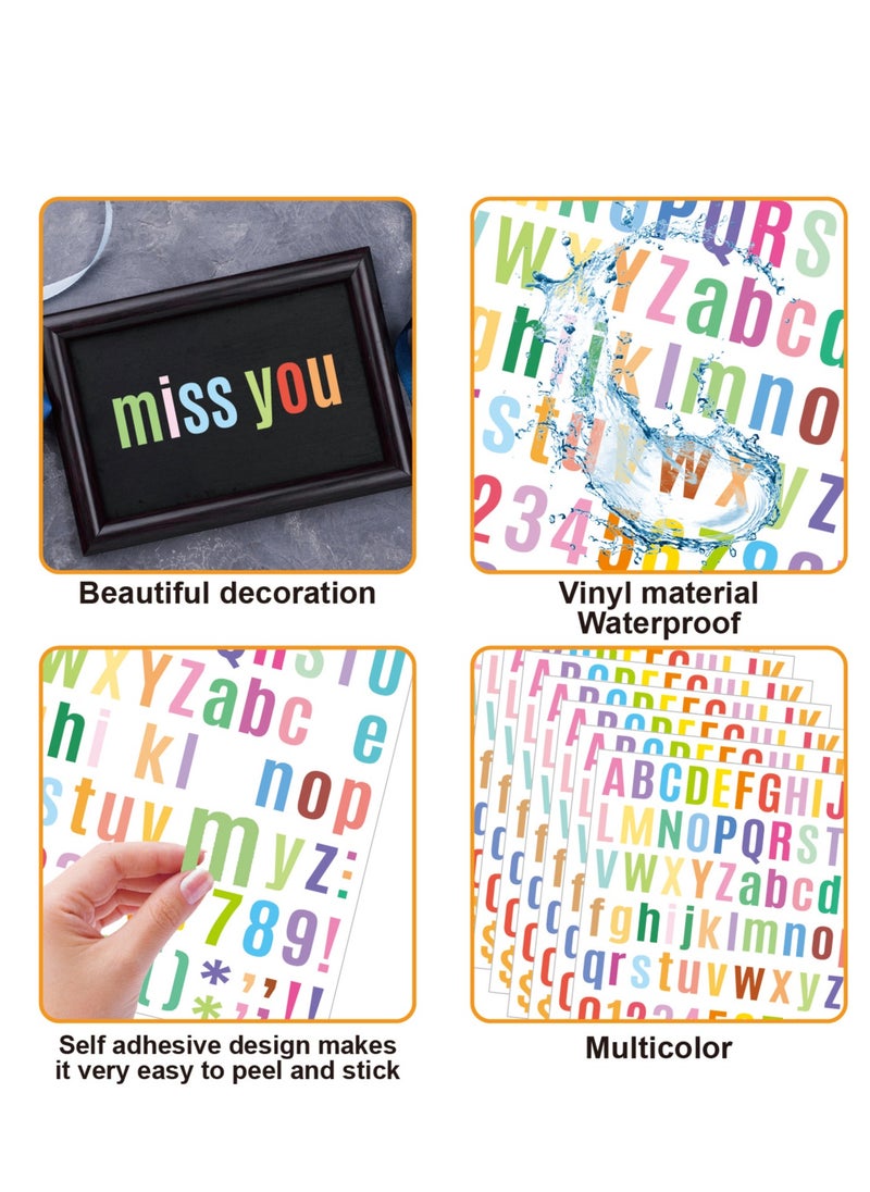 12 Sheets Letter Stickers Colored Waterproof Alphabet Stickers Vinyl Self-Adhesive Sticker Letters for Arts Crafts Sign Mailbox Labels DIY Making