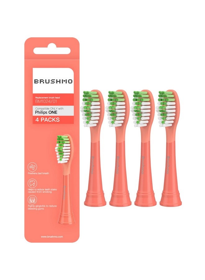Brushmo Replacement Toothbrush Heads Compatible with Philips Sonicare One Toothbrush, for HY1100 Miami Coral HY1022/01 Brush Head (Miami Coral) 4 Pack - Image 1