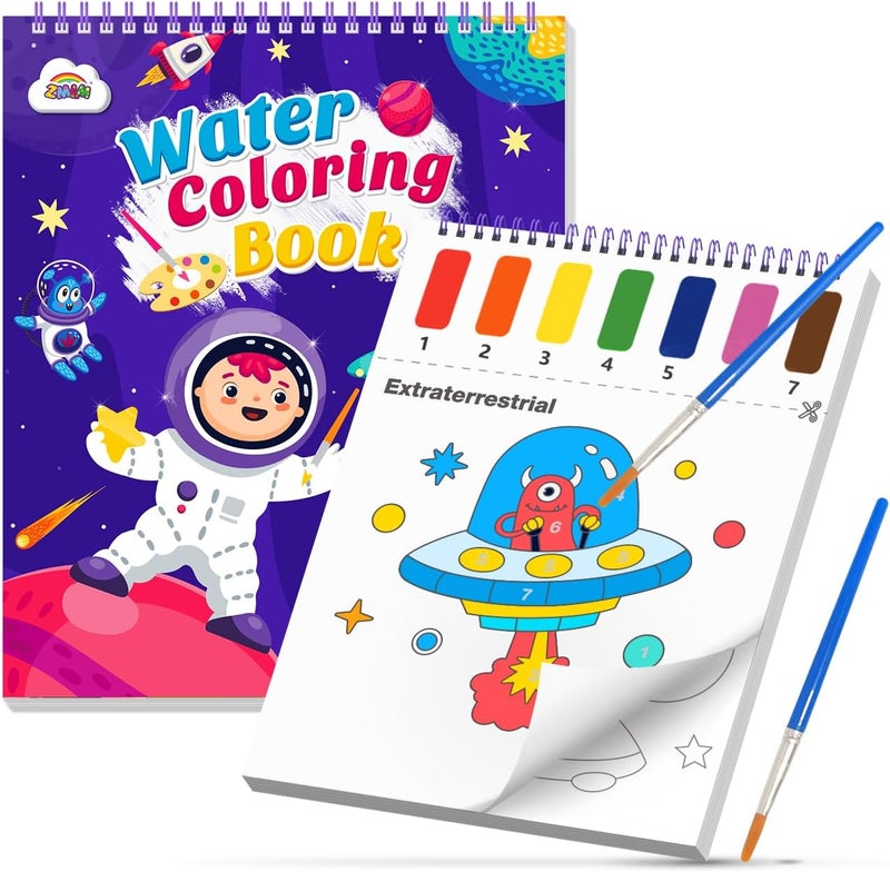 ZMLM Paint with Water Coloring Books for Toddlers - Mess Free Painting Activity for Kids - Arts & Crafts Gift Toy for Boy Girl Ages 4 5 6 7 8 - Birthday Christmas Easter Stocking Stuffers, Space - Image 1