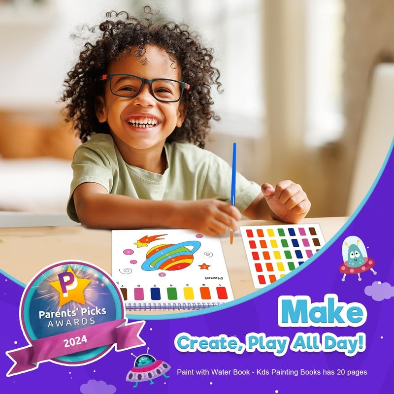 ZMLM Paint with Water Coloring Books for Toddlers - Mess Free Painting Activity for Kids - Arts & Crafts Gift Toy for Boy Girl Ages 4 5 6 7 8 - Birthday Christmas Easter Stocking Stuffers, Space - Image 2