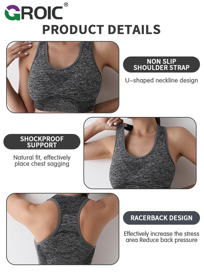 GROIC Women's Seamless Workout Sets 2 Pieces Outfit High Waist Gym Shorts Sports Bra Activewear Sets for Yoga Workout - L  - Image 3