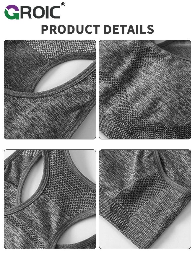 GROIC Women's Seamless Workout Sets 2 Pieces Outfit High Waist Gym Shorts Sports Bra Activewear Sets for Yoga Workout - L  - Image 5