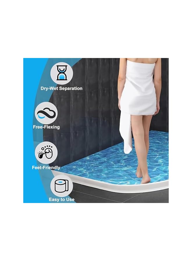 The Bros حاجز مياه دش بارتفاع 2م مانع تسرب المياه ذاتي اللصق شريط سيليكون قابل للطي لحجز المياه نظام حماية من رش المياه لمغسلة المطبخ - Image 3