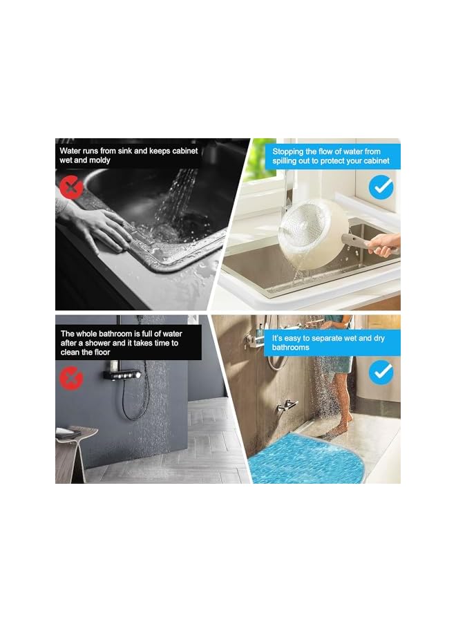 The Bros حاجز مياه دش بارتفاع 2م مانع تسرب المياه ذاتي اللصق شريط سيليكون قابل للطي لحجز المياه نظام حماية من رش المياه لمغسلة المطبخ - Image 2