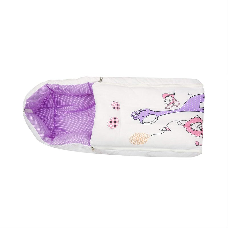 Infantbond New Born Baby Super Soft White Sleeping Bag with Mattress 06 Months Purple Bright Digital - Image 2