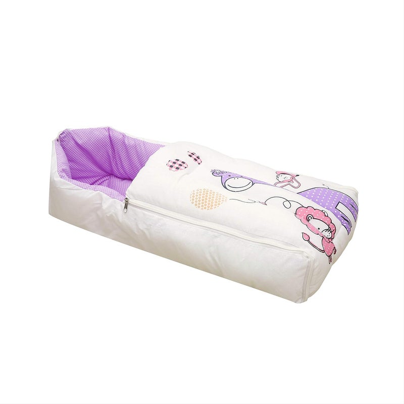 Infantbond New Born Baby Super Soft White Sleeping Bag with Mattress 06 Months Purple Bright Digital - Image 4