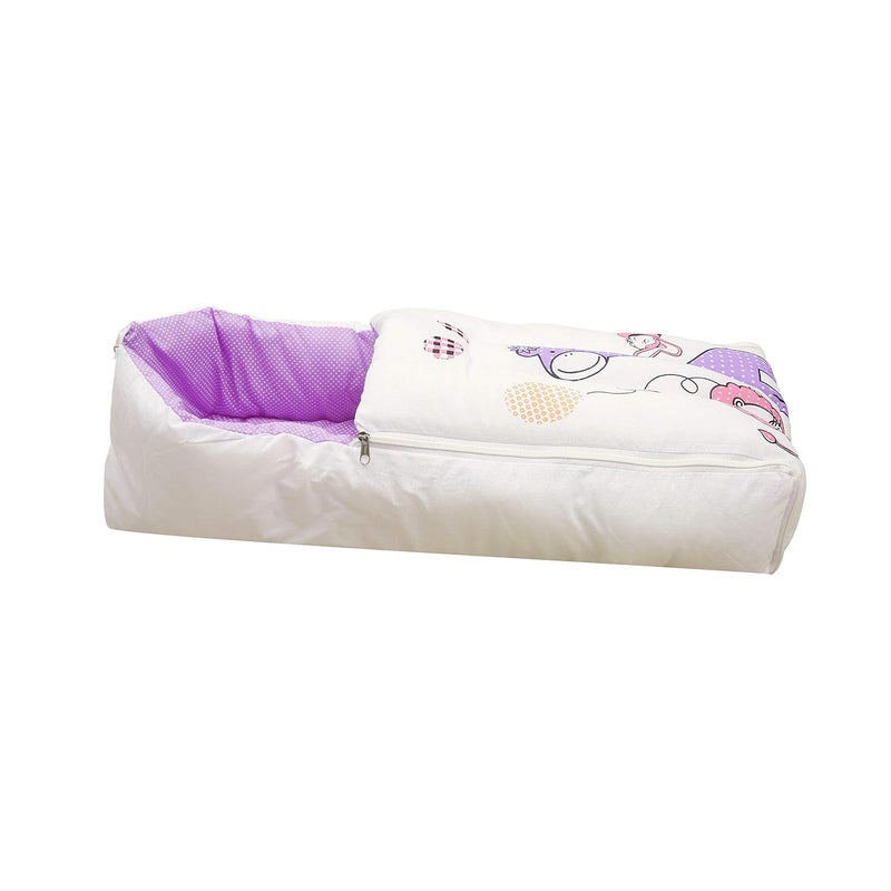 Infantbond New Born Baby Super Soft White Sleeping Bag with Mattress 06 Months Purple Bright Digital - Image 3