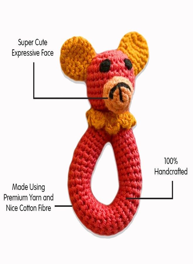 WONDRBOX Crochet Rattle Soft Toy Gift for NewBorn Babies, Bear, 100% Cotton, BPA Free and Non-Toxic, Handmade by NGO Women - Image 4