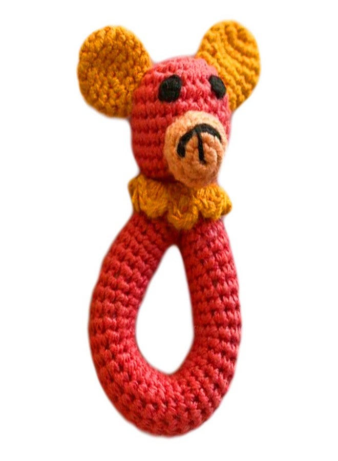 WONDRBOX Crochet Rattle Soft Toy Gift for NewBorn Babies, Bear, 100% Cotton, BPA Free and Non-Toxic, Handmade by NGO Women - Image 1