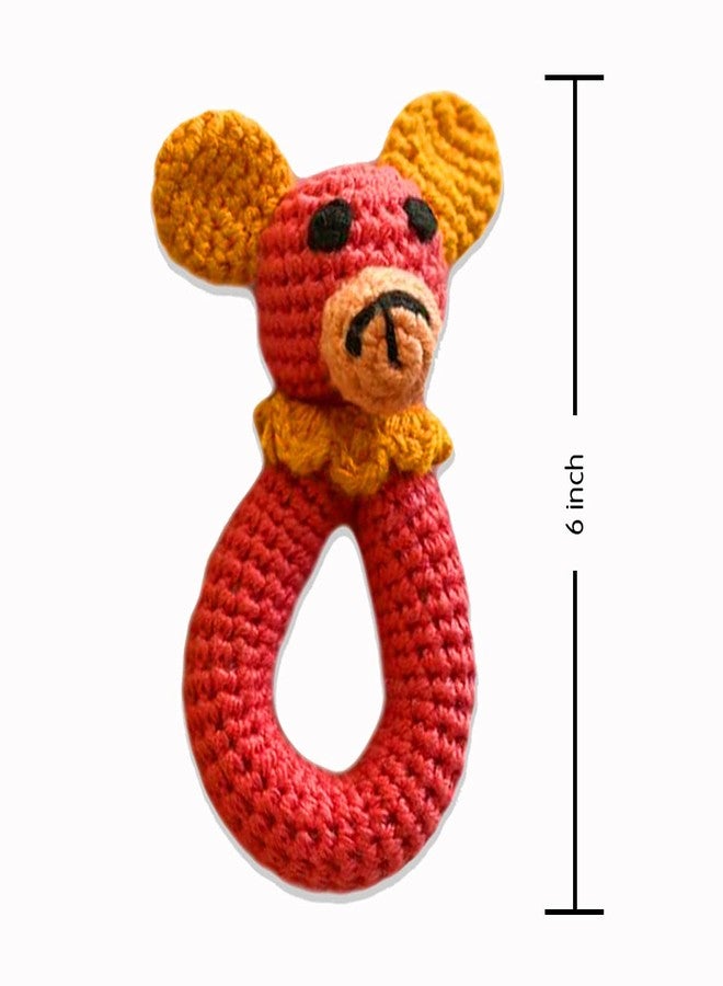 WONDRBOX Crochet Rattle Soft Toy Gift for NewBorn Babies, Bear, 100% Cotton, BPA Free and Non-Toxic, Handmade by NGO Women - Image 3