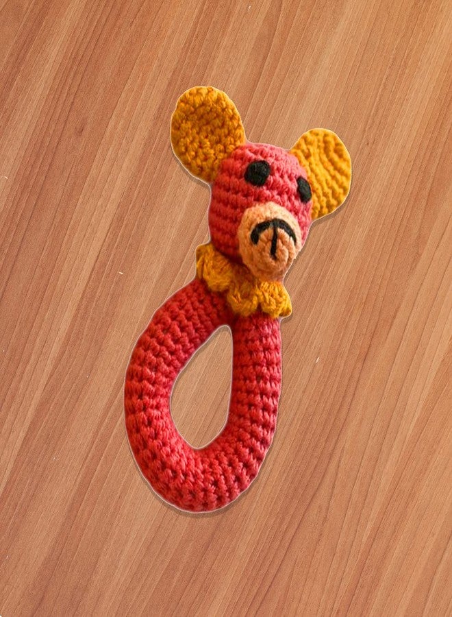 WONDRBOX Crochet Rattle Soft Toy Gift for NewBorn Babies, Bear, 100% Cotton, BPA Free and Non-Toxic, Handmade by NGO Women - Image 5