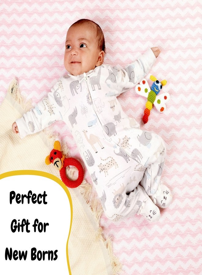 WONDRBOX Crochet Rattle Soft Toy Gift for NewBorn Babies, Bear, 100% Cotton, BPA Free and Non-Toxic, Handmade by NGO Women - Image 2
