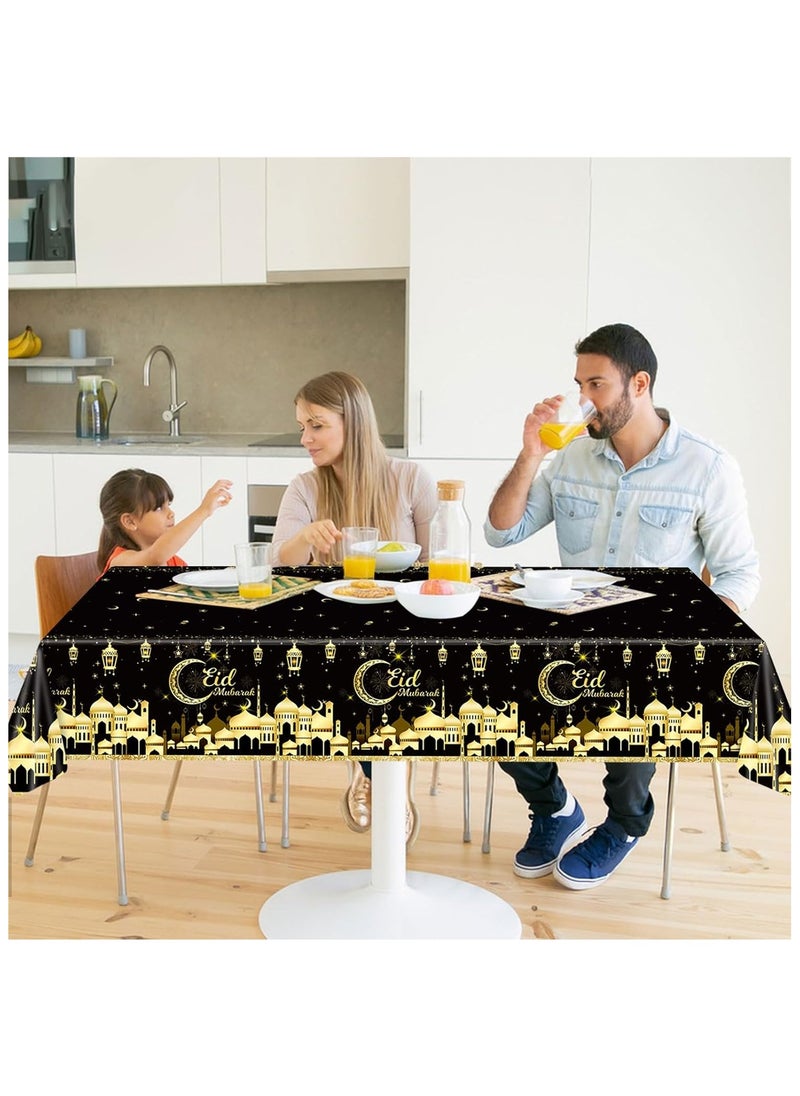 Jorunb - Ramadan Party Table Cloths,Plastic Gold Star Tablecloth,Disposable Tablecloths for Parties, Birthdays, Weddings,Ramadan Table Decoration - Image 1