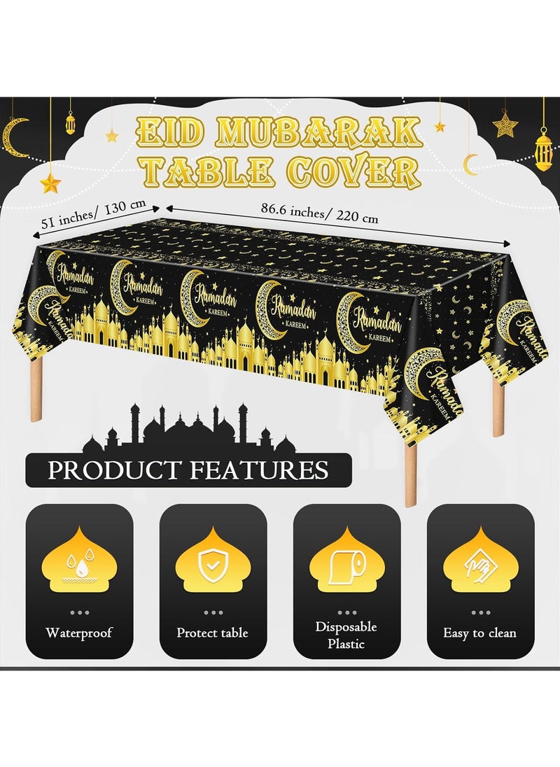 Jorunb - Ramadan Party Table Cloths,Plastic Gold Star Tablecloth,Disposable Tablecloths for Parties, Birthdays, Weddings,Ramadan Table Decoration - Image 1
