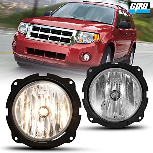 CPW Fog Lights Assembly Fit for Ford Escape 2007 2008 2009 2010 2011 2012, Driver & Passenger Driving Fog Lamps w/PS 12V24W Halogen Bulbs + Wiring + Switch (Black Housing Clear Lens) - Image 5