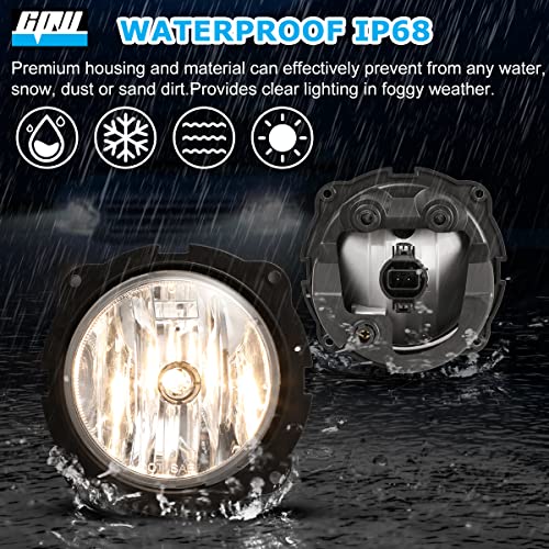 CPW Fog Lights Assembly Fit for Ford Escape 2007 2008 2009 2010 2011 2012, Driver & Passenger Driving Fog Lamps w/PS 12V24W Halogen Bulbs + Wiring + Switch (Black Housing Clear Lens) - Image 2