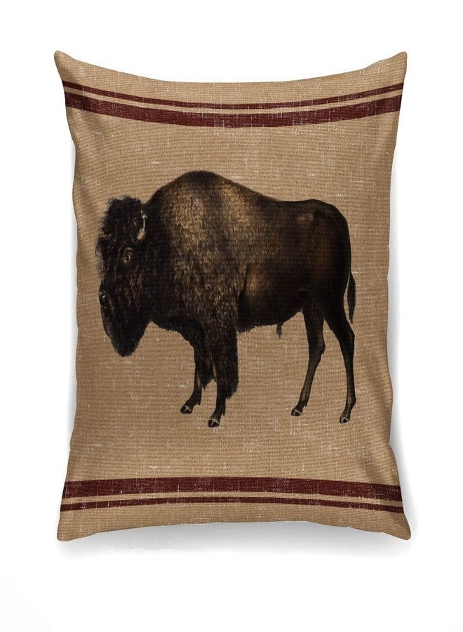 FAVDEC Decorative Western Throw Pillow Cover 18 Inches x 18 Inches, Western Style Vintage Bison Decor Throw Pillow Cover, Cover only - Image 1