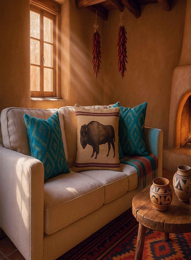 FAVDEC Decorative Western Throw Pillow Cover 18 Inches x 18 Inches, Western Style Vintage Bison Decor Throw Pillow Cover, Cover only - Image 4
