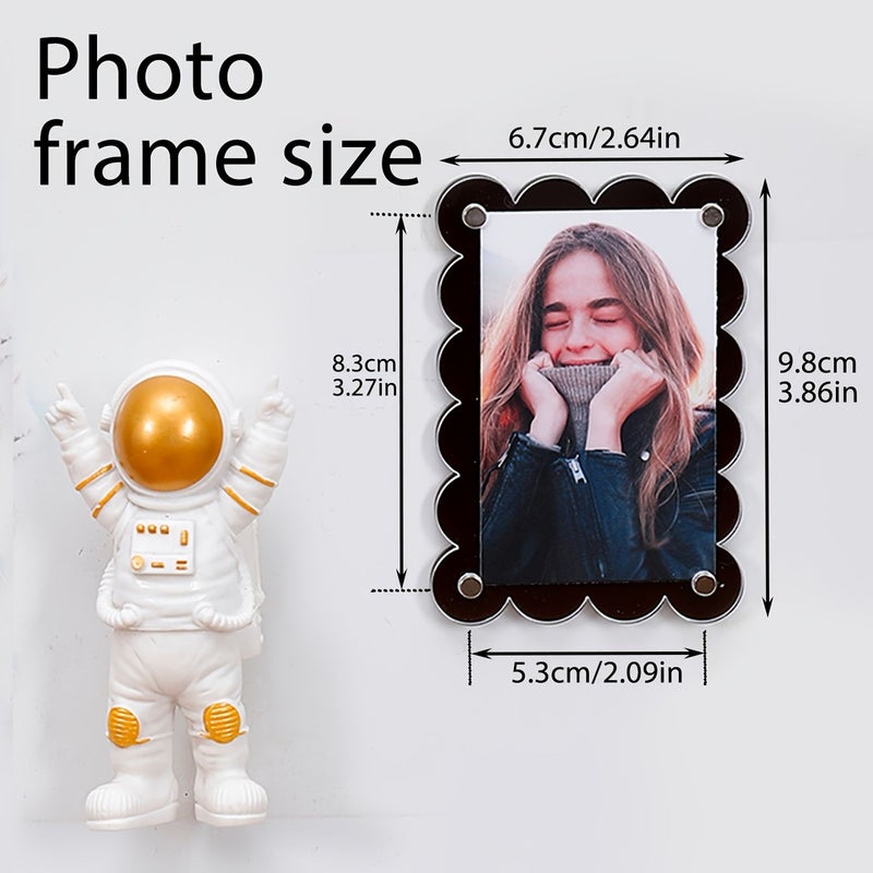 3 Inch Round Transparent Pink Acrylic Magnetic Photo Frame With Lace Design For Refrigerator Office Home Decorative Christmas Birthday Gift - Image 4