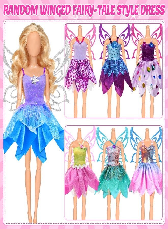 BYMORE 12 Set Doll Clothes Kit, Include Fashion Dresses, Floral Dresses, Sequins Dresses, Evening Party Dresses, Fairy Dresses with Wings, Tops and Pants in Gift Box for 11"-12" Dolls - Image 2
