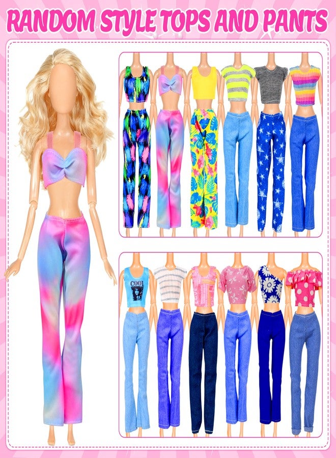 BYMORE 12 Set Doll Clothes Kit, Include Fashion Dresses, Floral Dresses, Sequins Dresses, Evening Party Dresses, Fairy Dresses with Wings, Tops and Pants in Gift Box for 11"-12" Dolls - Image 5