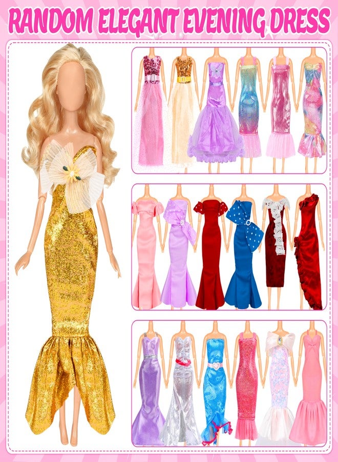 BYMORE 12 Set Doll Clothes Kit, Include Fashion Dresses, Floral Dresses, Sequins Dresses, Evening Party Dresses, Fairy Dresses with Wings, Tops and Pants in Gift Box for 11"-12" Dolls - Image 3