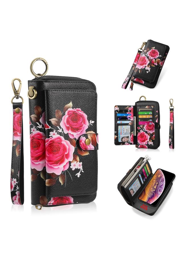 S-TOP Case For iPhone XS Max POLA Flower Multi-functional Zipper Wallet Leather Phone Case - Image 1