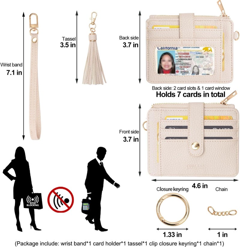COOLANS Silicone Bracelet Wristlet Wallet Credit Card Holder RFID,ID Window,Key Ring Tassel,Slim Wallet Women Keychain Purse - Image 2