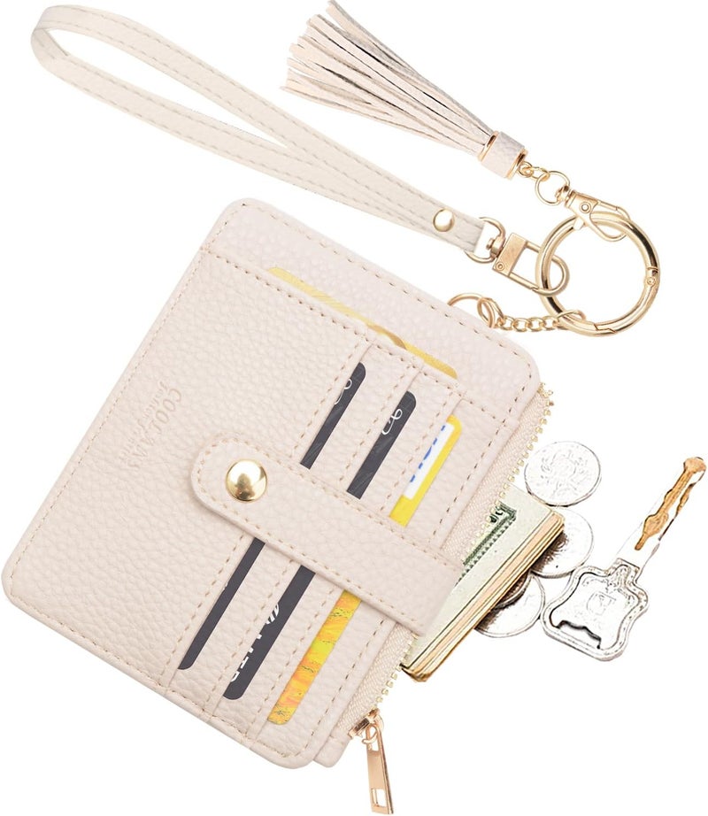 COOLANS Silicone Bracelet Wristlet Wallet Credit Card Holder RFID,ID Window,Key Ring Tassel,Slim Wallet Women Keychain Purse - Image 1
