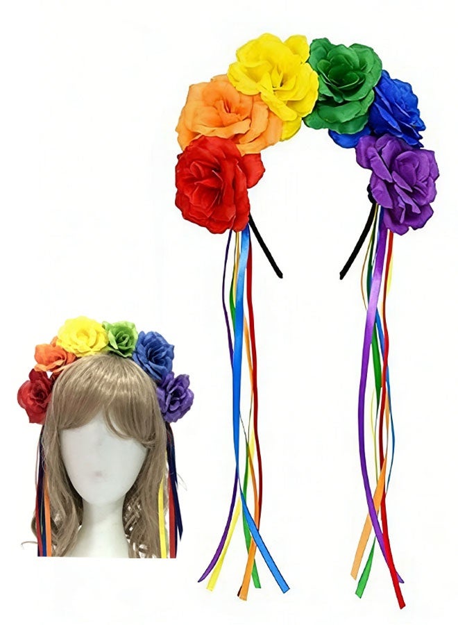 Happy D Mexican floral crown headband, Halloween party headwear (6 colors) - Image 1